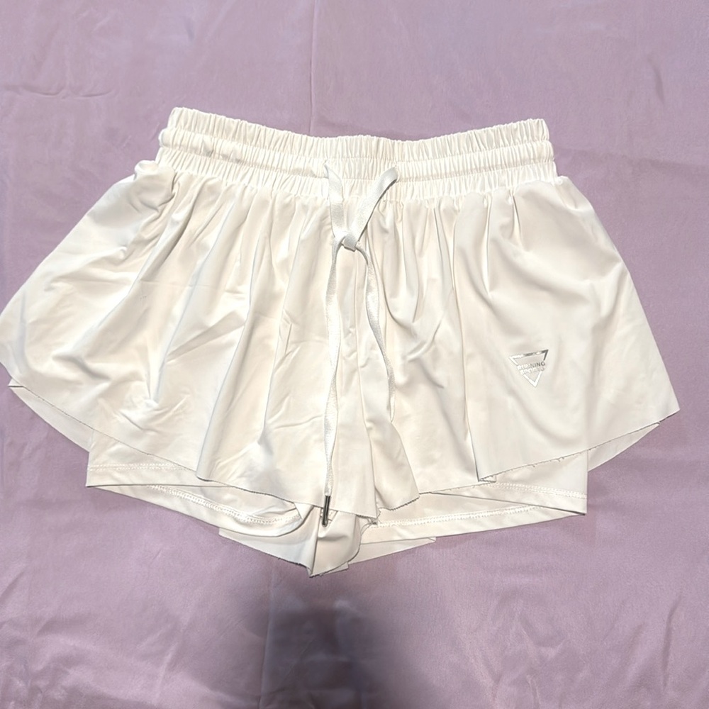 White butterfly flowy shorts